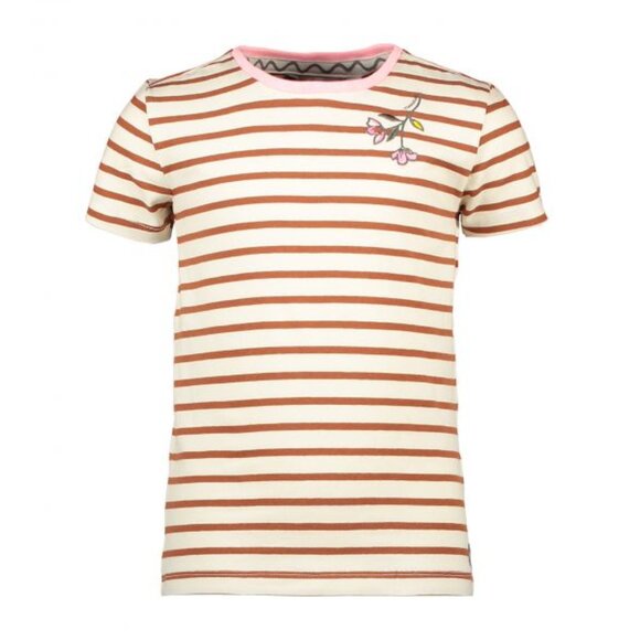 NWT - Moodstreet - Striped Girls' T-Shirt with Floral Embroidery - Picture 1 of 2